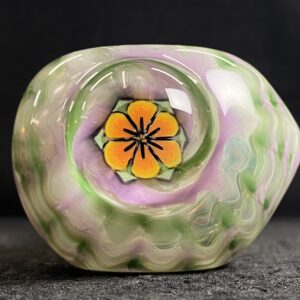 Orange flower glass spoon