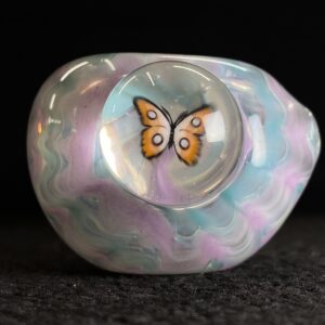 Orange butterfly glass spoon